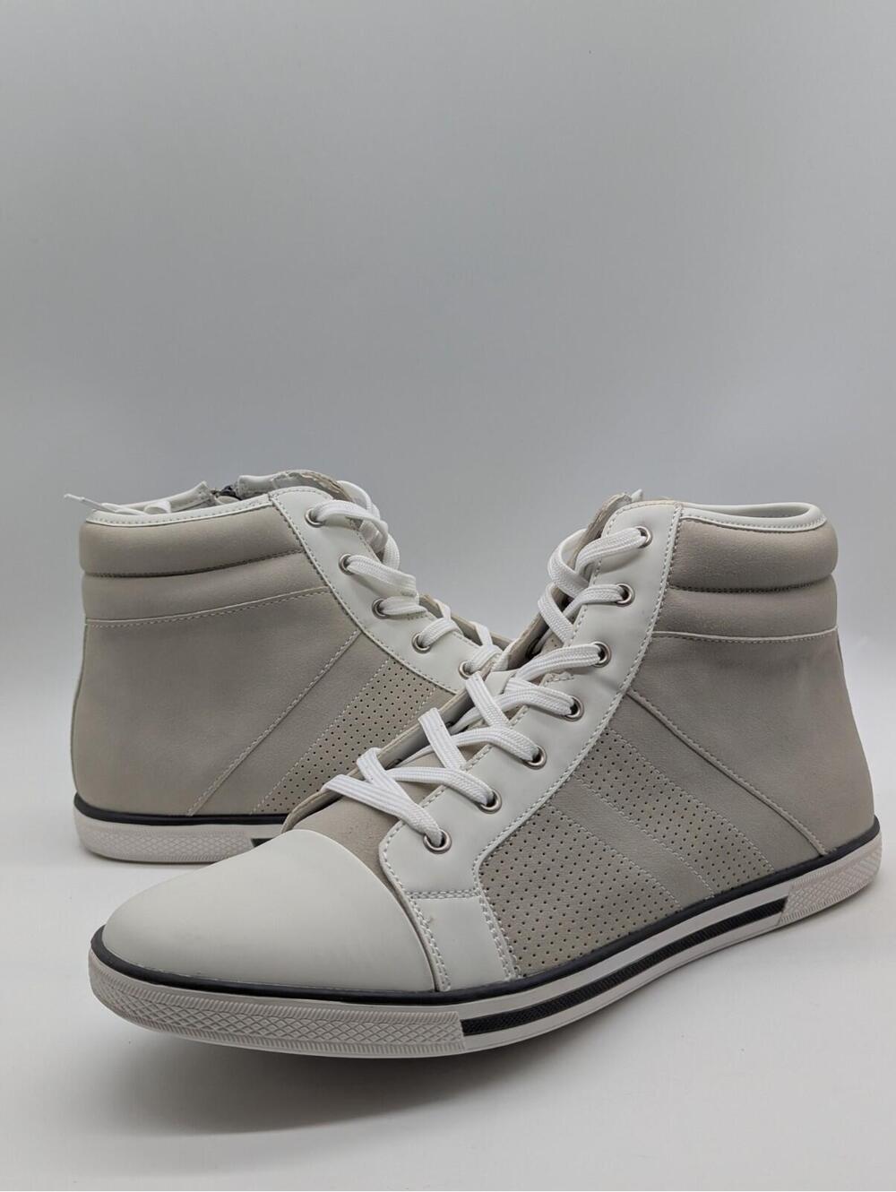 Mens Size 11.5 Kenneth Cole Reaction Center High Top White Leather Dress Shoes